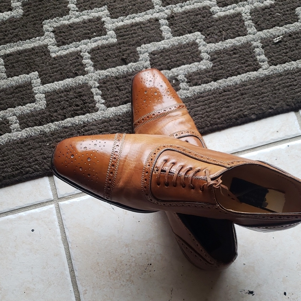 Adam Derrick Men's Classic Brown Leather Dress Shoes